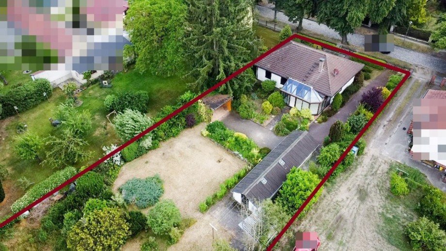 Gartenansicht von oben Bungalow Zeuthen