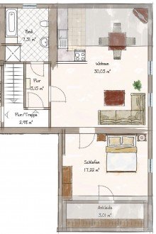 Grundriss Sanierte Altbau-Dachgeschosswohnung in Woltersdorf!